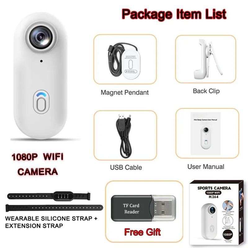 4K HD Mini Wifi Pet Collar Camera Portable Sports Vlogging Bodycam Magnetic Video Recorder Cats Dogs APP Microphone POV Camera