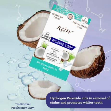 Teeth Whitening Strips Kit - 9 Treatments - Peroxide Free -Safe for Whiter Teeth - Whitening Without The Sensitivity - Dentist Formulated - Sensitivity Free Coconut Oil Mint Teeth Whitening Strips